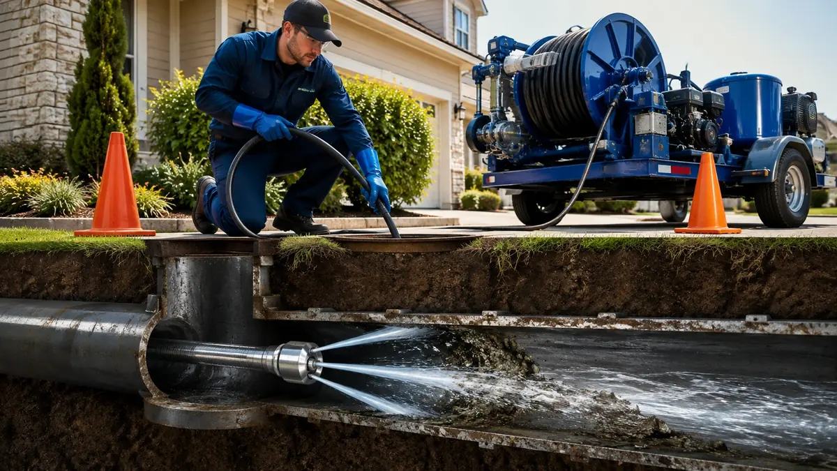 Main Sewer Line Hydro Jet Cleaning in Laton