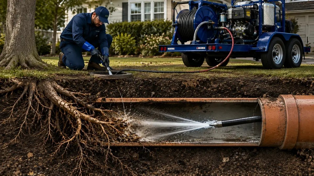 Tree Root Removal with Hydro Jetting in Laton